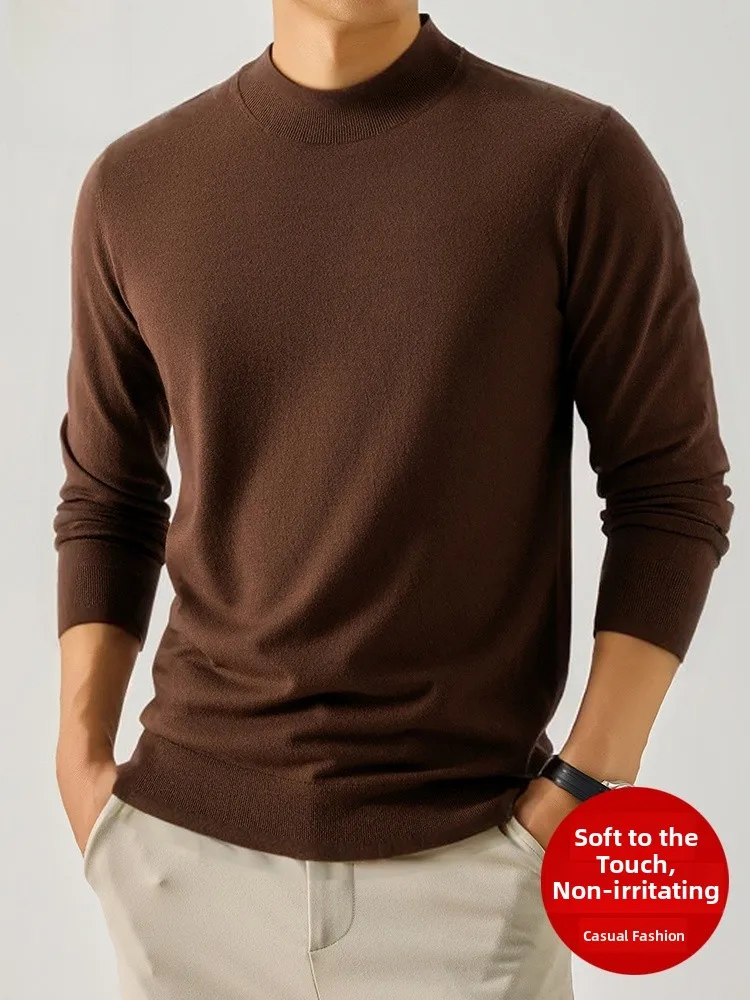 Suéter Masculino Rn de Tricô Gola Meia Alta Casual Csa Base Moderna Outono Inverno Poliéster Viscose Nylon Manga Longa