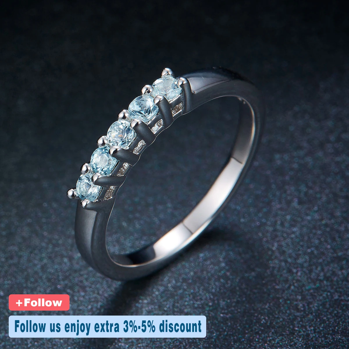 Imagem -02 - Aquamarine Anel de Casamento para Mulheres 03 Quilates Gemstone Sólido 925 Sterling Silver Band Anéis Presente Jóias Finas Natural