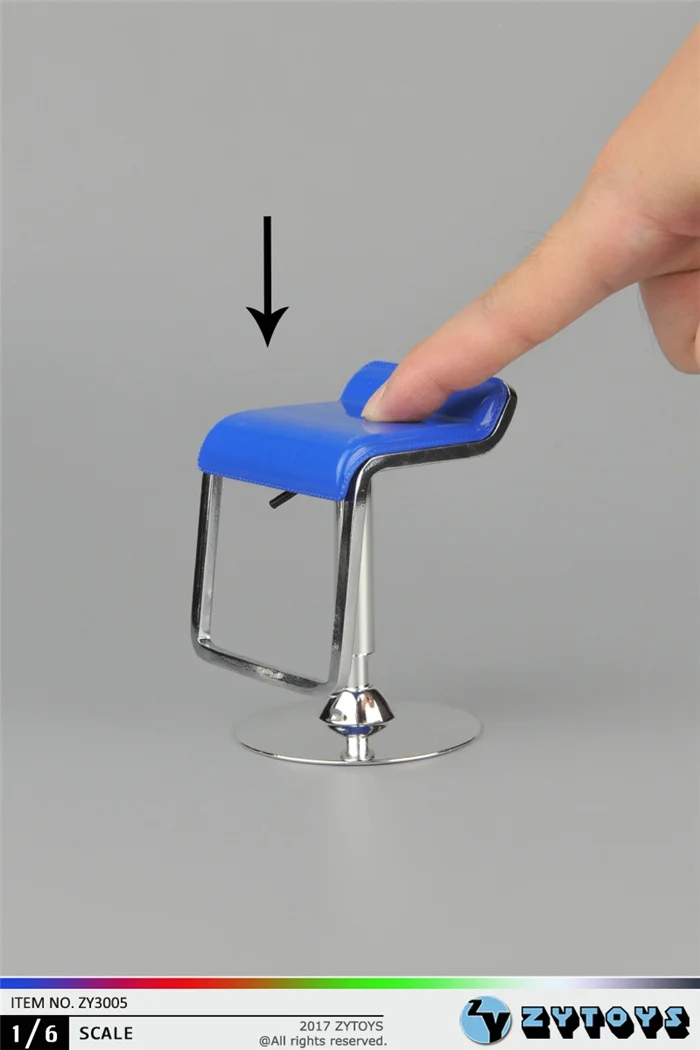 1/6 Scale Modern Square Swivel Adjustable Bar Dollhouse Chair Miniature Metal Material for 12