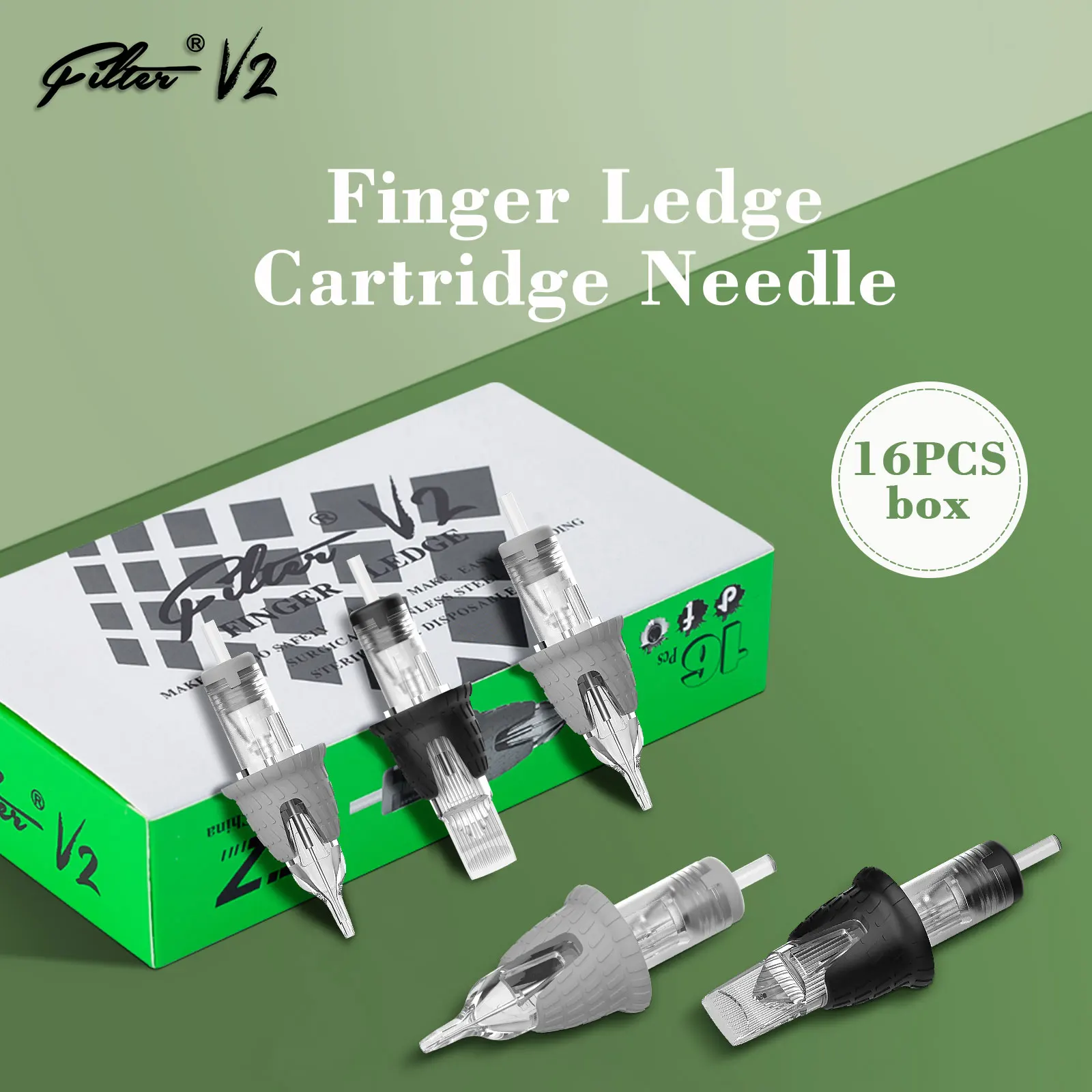 Filter V2 Disposable Sterilized Safety Tattoo Needles Cartridge for Tattoo Rotary Pen Round Liner Permanent Makeup 16pcs