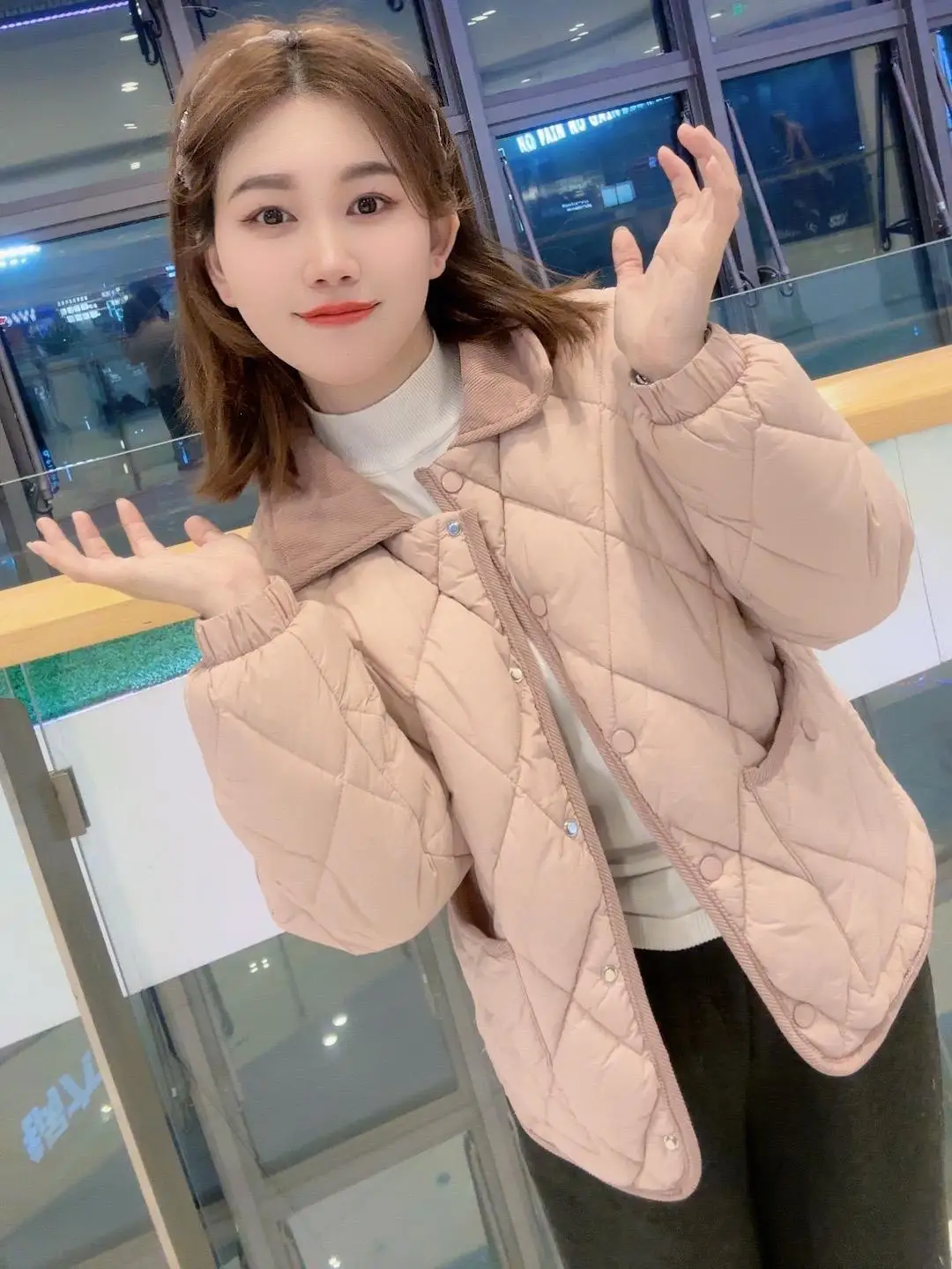 

Легкая хлопковая верхняя одежда Jaet ort, модный клетчатый дизайн, корейский свободный крой, полиэфирная ткань, хлопковая наполнитель