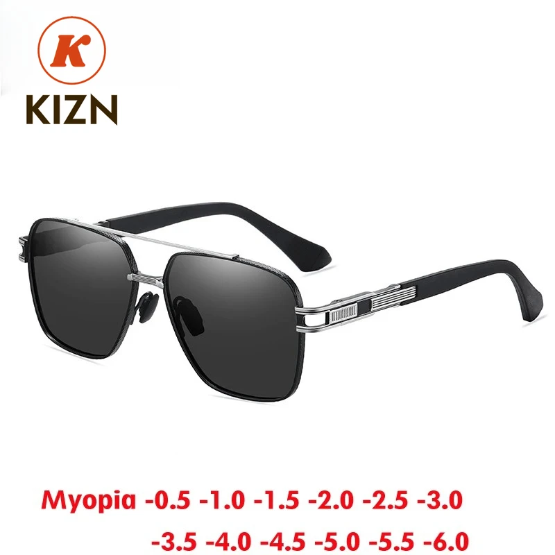 

KIZN Square Myopia Sunglasses Photochromic Polarized Men Women Glasses Prescription punk Eyewear Optics Driving -0.50 to -6.0