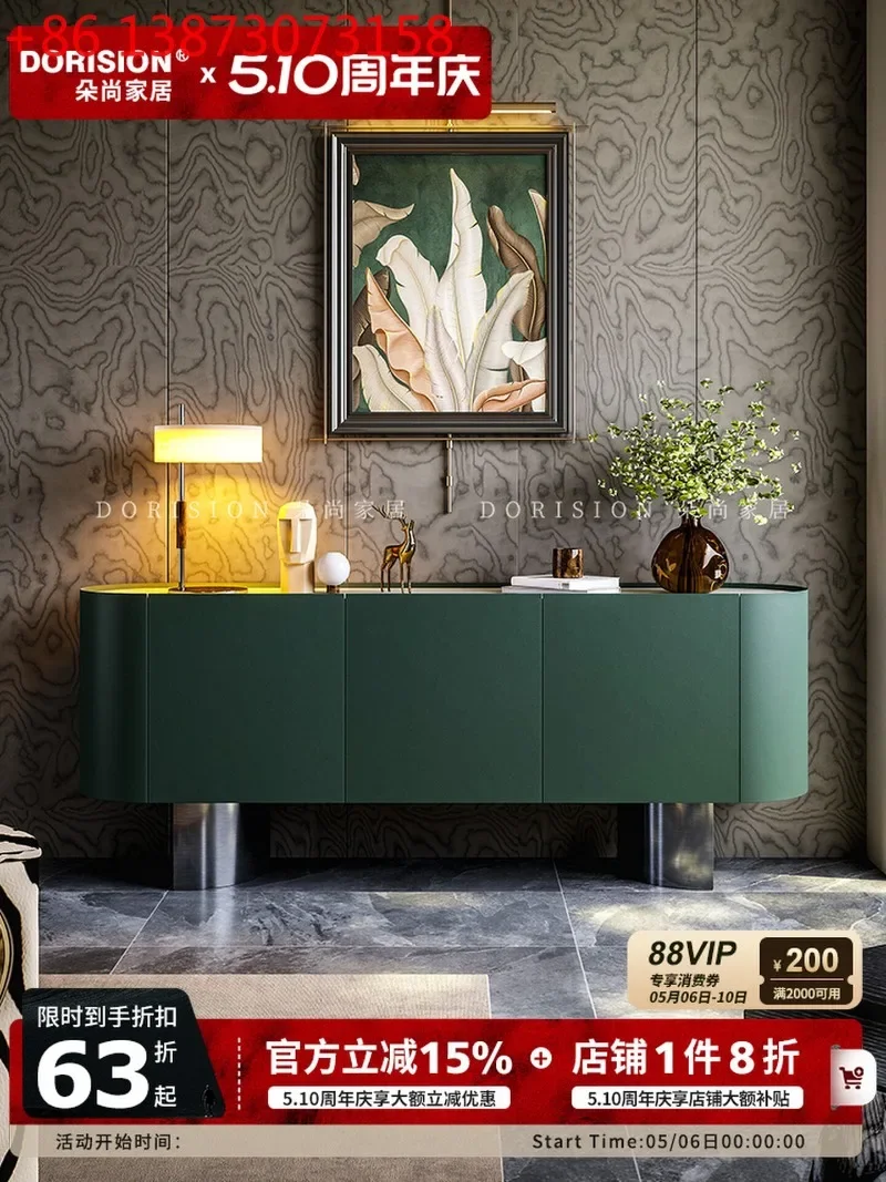 Italian light luxury rock version living room against the wall solid wood modern simple cabinet