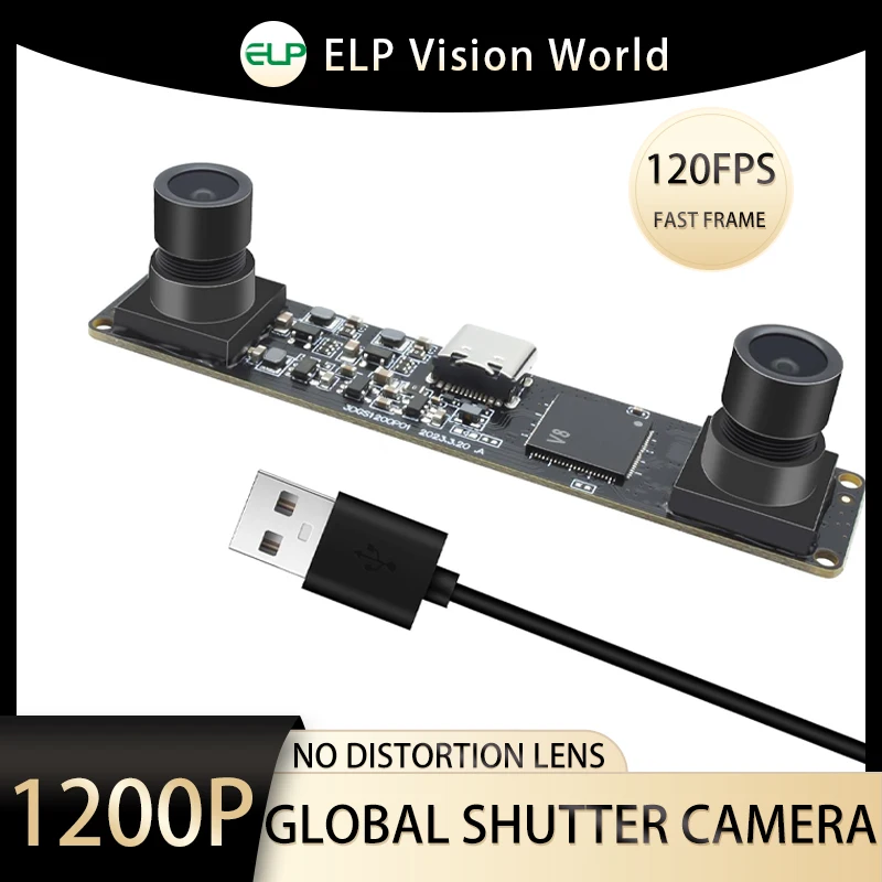 

ELP 1200P 60fps USB-модуль камеры с глобальным затвором, синхронизация объектива, 3D стерео камера, веб-камера для ПК, камера для гольфа, камера для VR