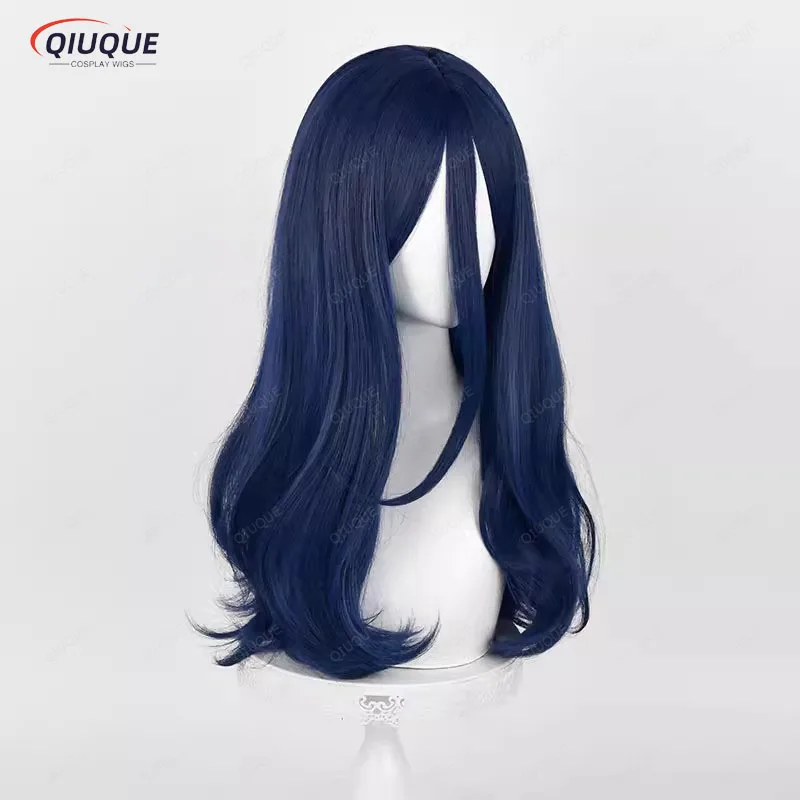 Kyotaro Sugishita Cosplay Wig Anime Long Dark Blue Curly Unisex Wig Heat Resistant Synthetic Hair Anime Wigs + Wig Cap