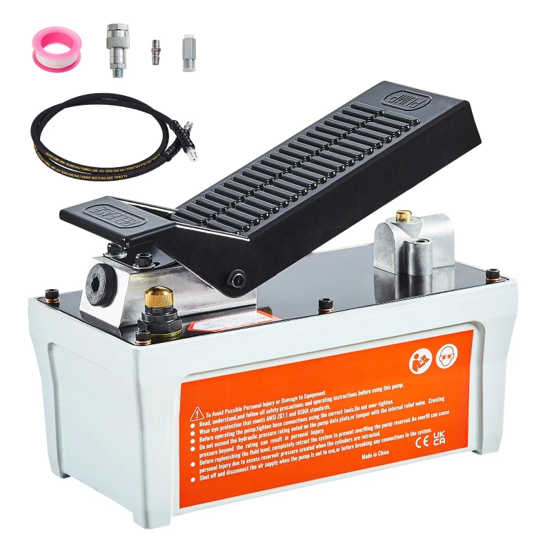 Air Hydraulic Pump 10,000 PSI 1/2 Gal Reservoir Foot Actuated Air Treadle for Auto Body Frame Machines & Pulling Post