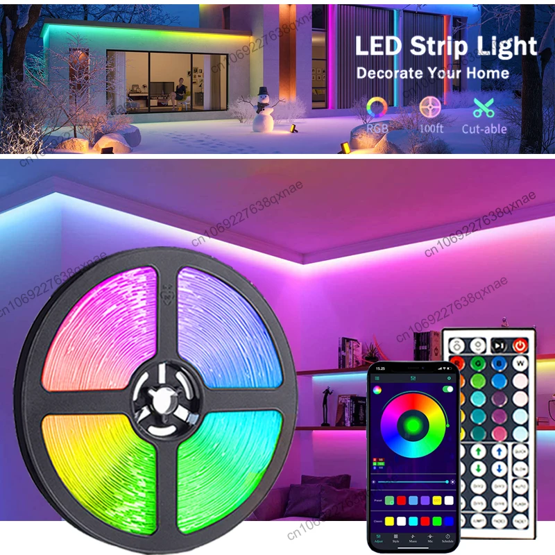 SMD5050 lampu Strip LED Bluetooth RGB, lampu Neon pita Led 10m 15m 20m 30m untuk dekorasi kamar USB DC 5V lampu latar TV