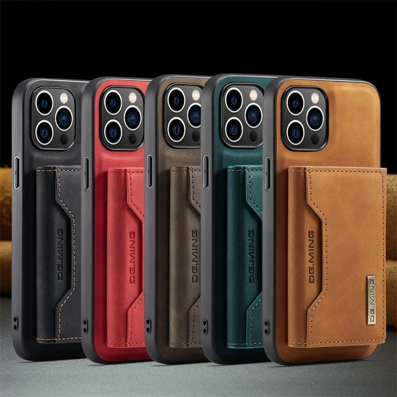 New Fashion solid color leather card anti-drop mobile phone case for Iphone 14 14Plus 14Pro 14ProMax