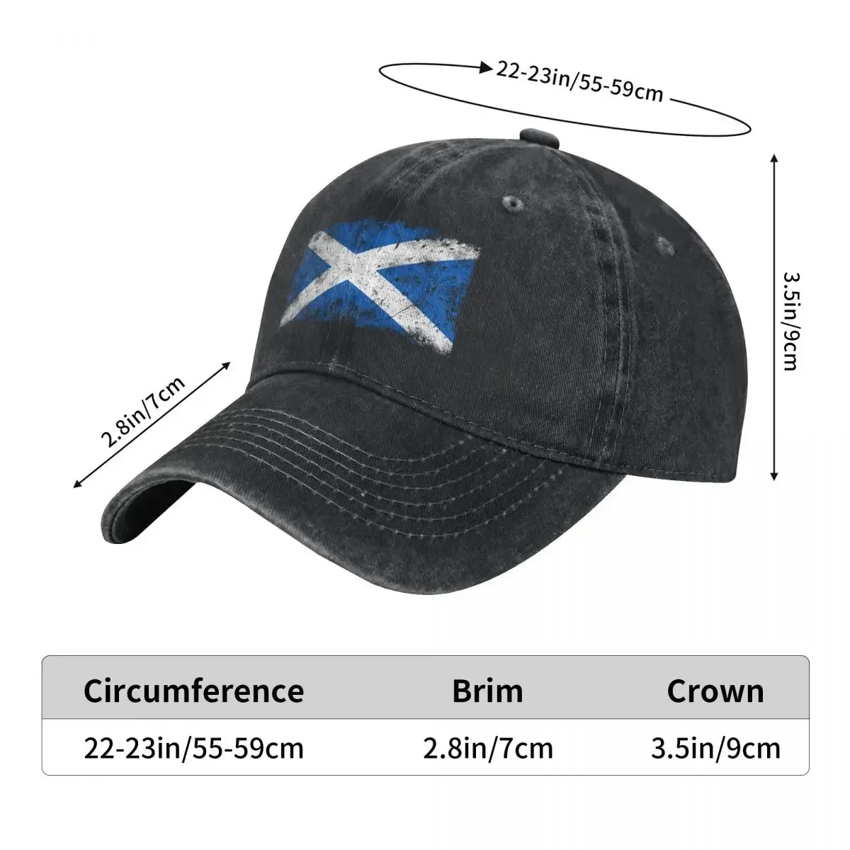 Scotland VINTAGE FLAG Baseball Cap hard hat Sun Cap Anime Hat Hood Mens Caps Women's