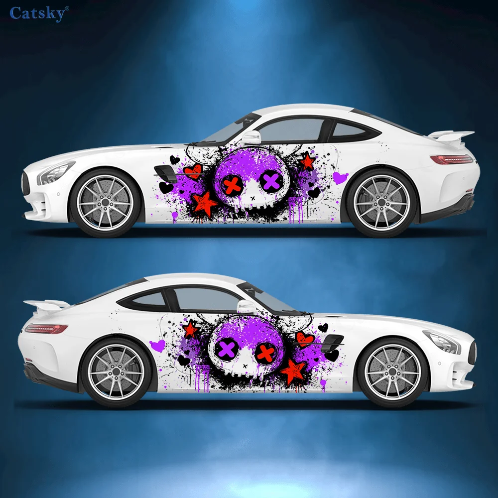 

Cartoon Skull Colored Splash Car Vinyl Wraps Decal Self-adhesive PVC Sticker Suitable for Trucks SUV Decor Auto Accessories Gift
