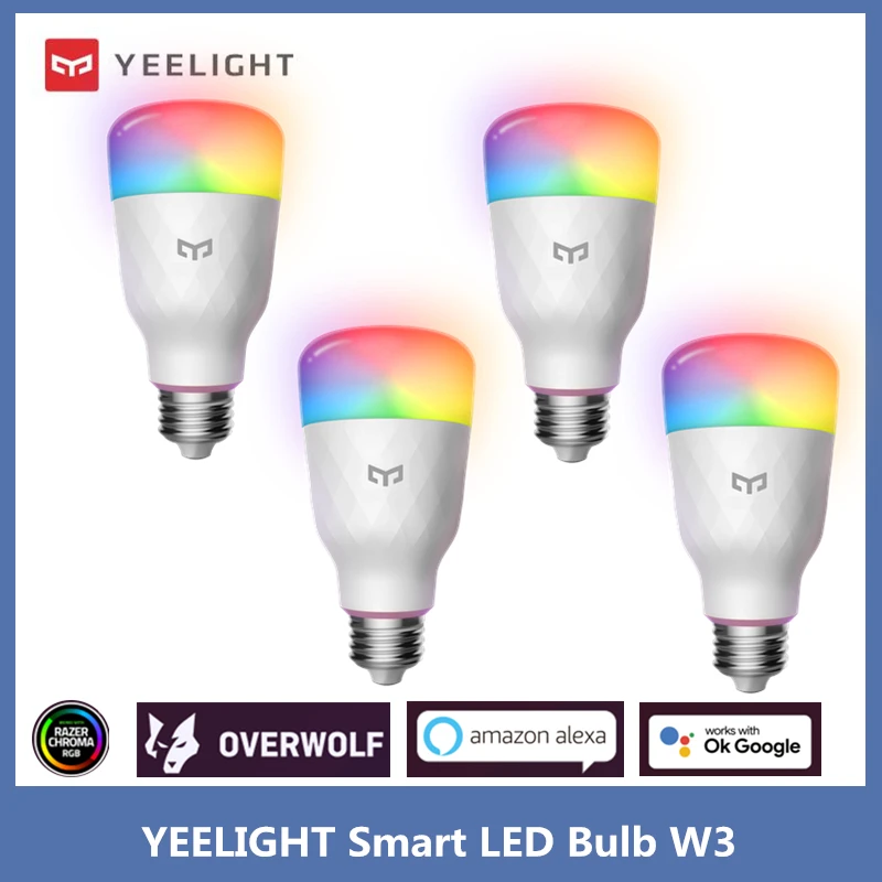 Global Yeelight Smart LED Bulb W3 Color Dimmable Atmosphere Lamp Light E27 Voice Control For Xiaomi Mijia Google Alexa