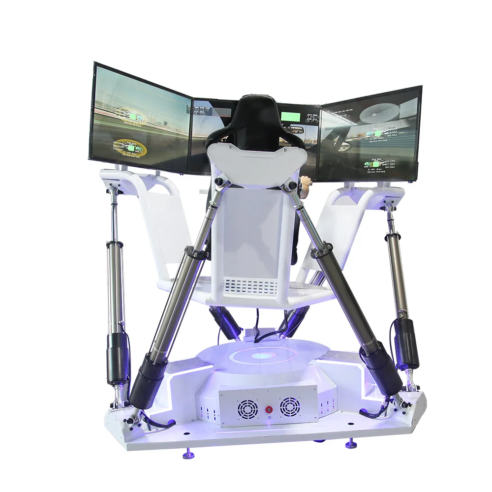 Pedals Steering Wheel Cockpit 3 Screen 6 Dof Hydraulic Chair Car Racing Gaming Motion Racing Car Simulator Machine