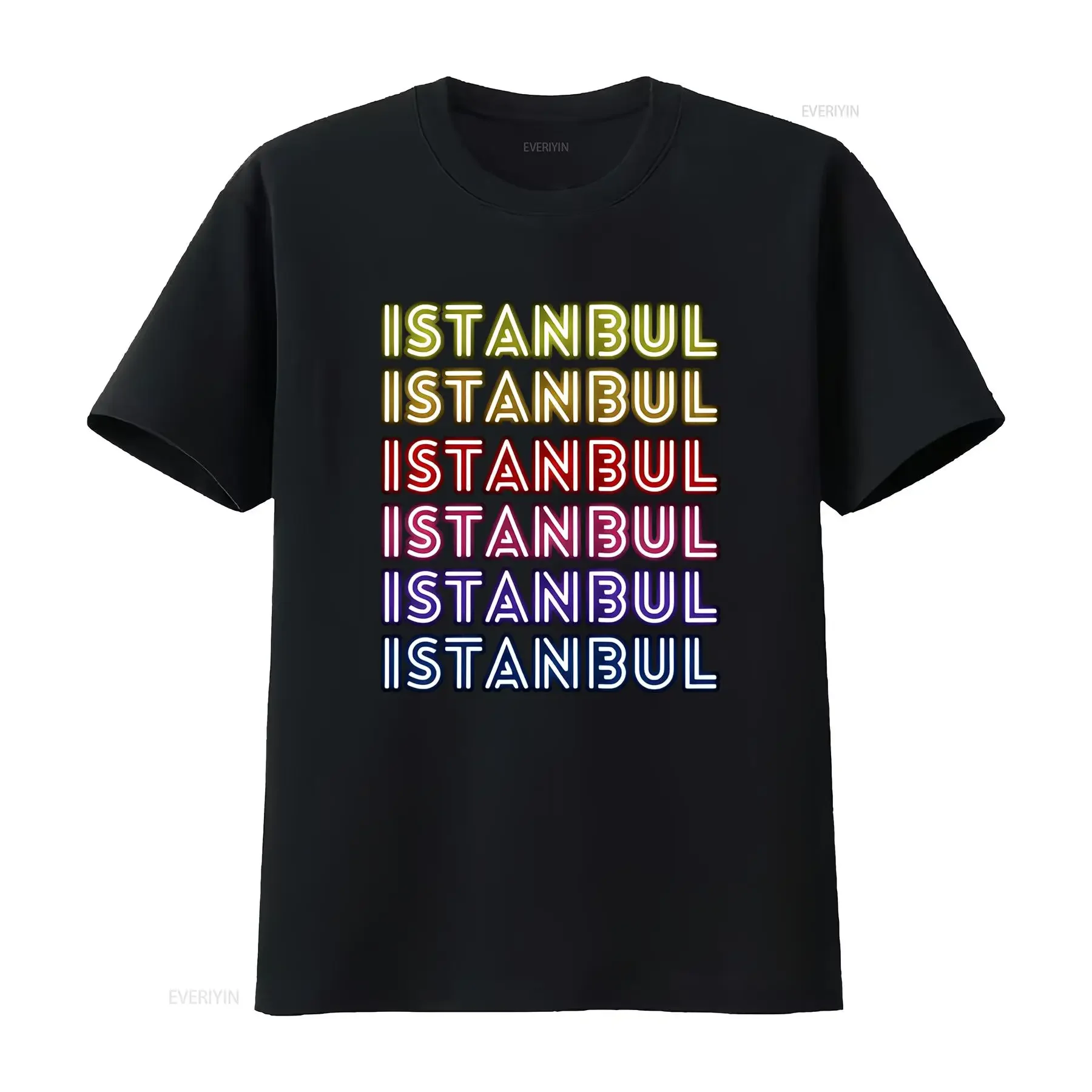 Istanbul City Proud Travel Text Neon Lights Design Classic Fit T Shirt vintage Washed Slightly designer clothes Stylish Soft