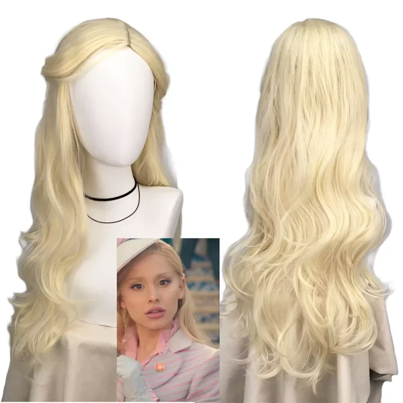 SN55Glinda Cosplay Wig For Women Girls Wicked Long Wavy Blonde Heat Resistant Synthetic Hair Wigs Cos Glinda Party@54WE