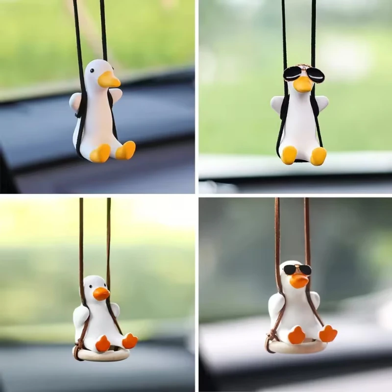 Cute Duckling Car Pendant Aromatherapy Plaster Rocking Duck Pendant Car Rearview Mirror Pendant Birthday Gift Car Accessories