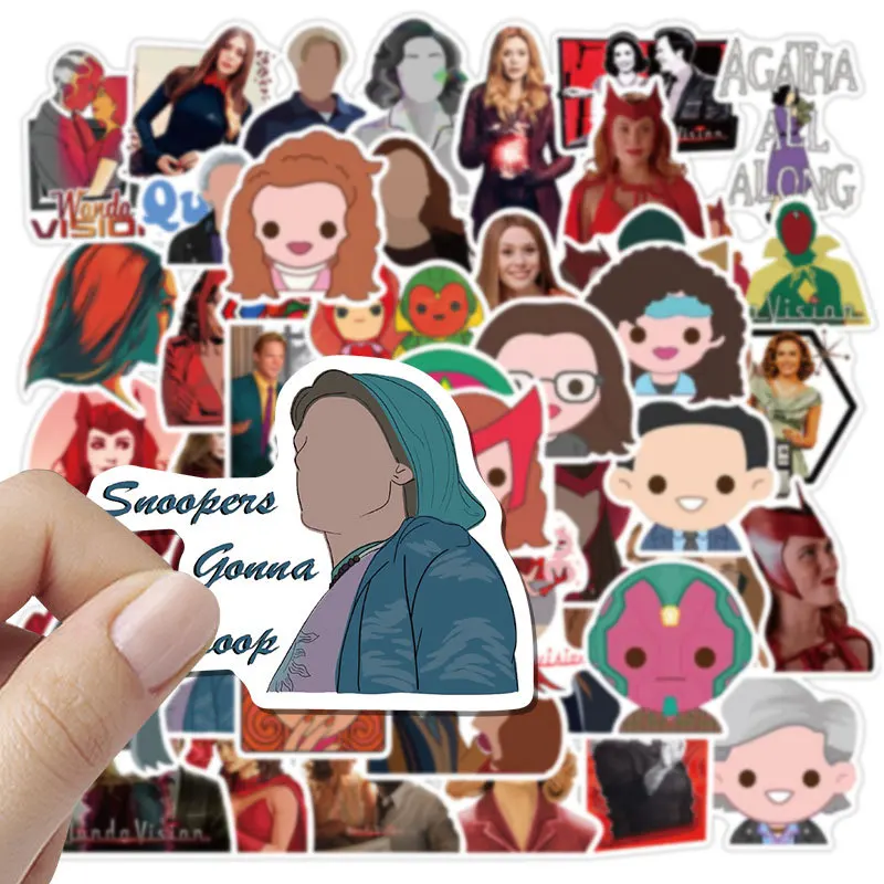 50Pcs TV Show Wanda Vision Graffiti Stickers Car Guitar Skateboard Suitcase Bike Laptop Phone Waterproof Sticker for Kids