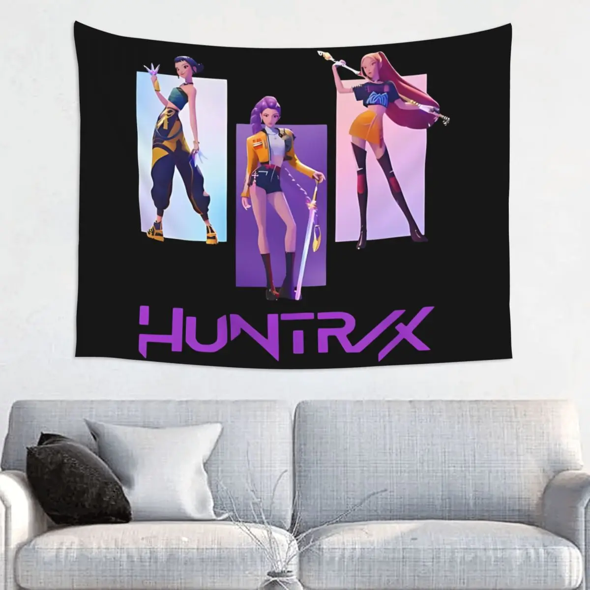 

Huntrix Kpop Demon Hunters Tapestry Wall Hanging Printed Polyester Tapestry Art Blanket Room Home Decor Wall Cloth