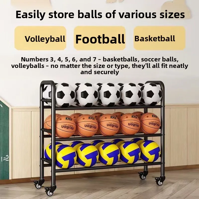 

Minimalist Classic Basketball storage rack School basketball rack Volleyball football stadium Movable cart Ball storage rack