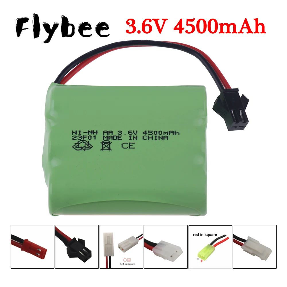 แบตเตอรี่แบบชาร์จไฟได้ NiMH AA 4500มิลลิแอมป์ต่อชั่วโมง3.6โวลต์สำหรับของเล่น RC รถถังหุ่นยนต์ปืนนิมแบตเตอรี่ AA 3.6โวลต์สำหรับเรือ RC