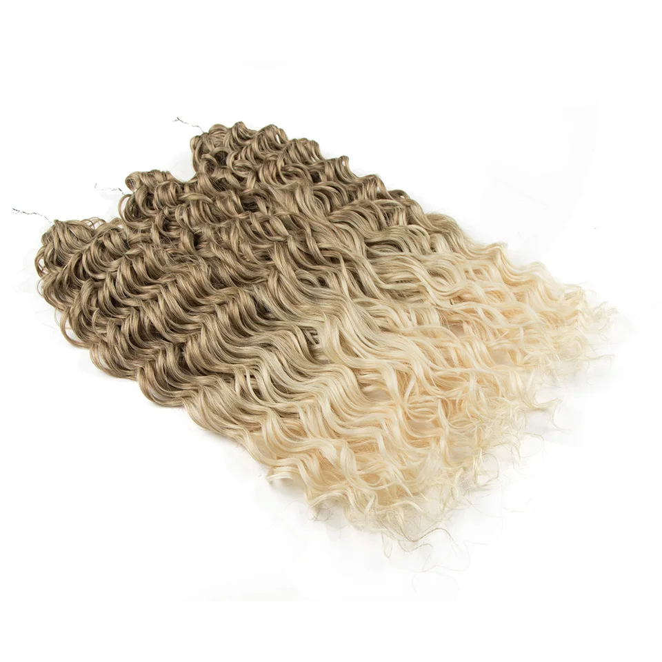 Extensões sintéticas do cabelo encaracolado do afro para mulheres, onda de água Crochet as tranças do cabelo, trança da torção da deusa, 20\