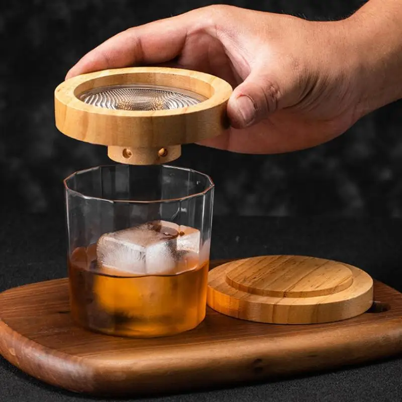 1 Set Wooden Bar Cocktail Smoker Kit Tequila Wooden Smoked Wood Hood Smoker
