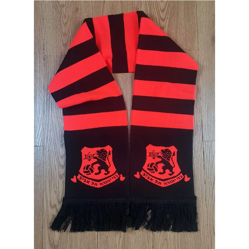 145*18 cm Size Bnei Yehuda Tel Aviv FC Scarf for Fans Double-faced Knitted BYD001