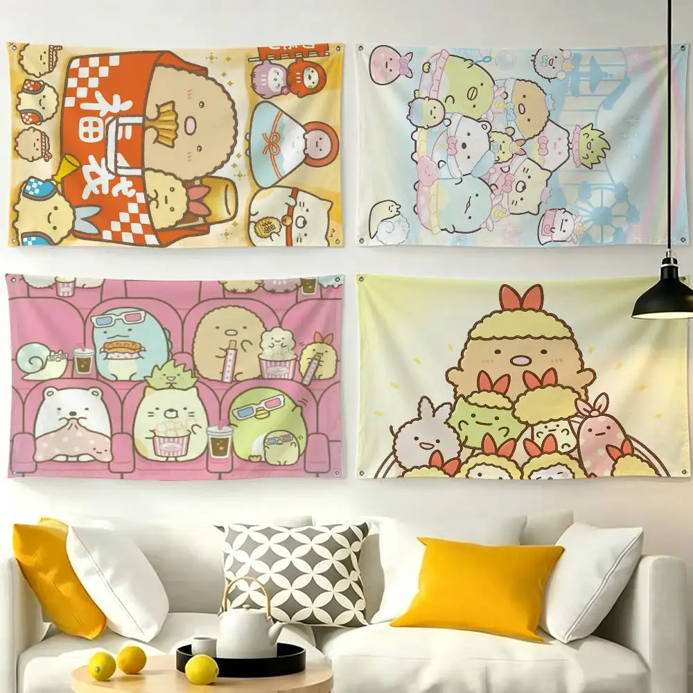Japan Anime Sumikko Gurashi-ii  Flags Wall Hanging Tapestry Outdoor Garage Room Decorative flag Background Blanket