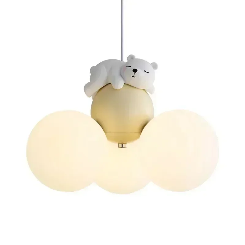Cartoon Bear Creative Creamy Style Atmosphere Sense Children's Room Light Chandelier Balloon Cute Bedroom Eye Protection Lamp