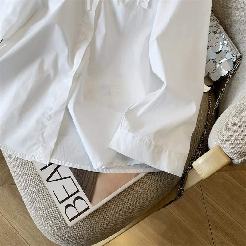 Женская белая рубашка с завязками в виде банта, кружевной дизайн Y2k, элегантная французская офисная девушка, база 2000-х годов, модная осенне-зимняя рубашка с длинными рукавами