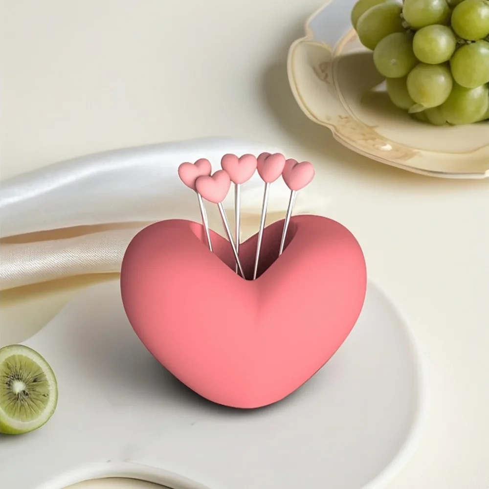 

Heart Shape Fruit Fork Holder Silicone Mold, DIY Cute Candy Toothpick Container Kit, Reusable Molds for Home Kitchen Decor