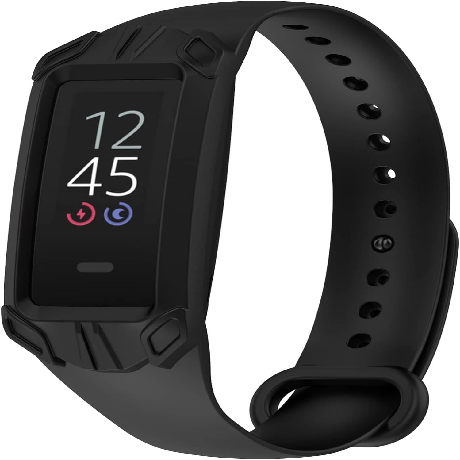 Ideal for active lifestyles, this highly compatible and durable black silicone replacement wrist band is perfect for any view de