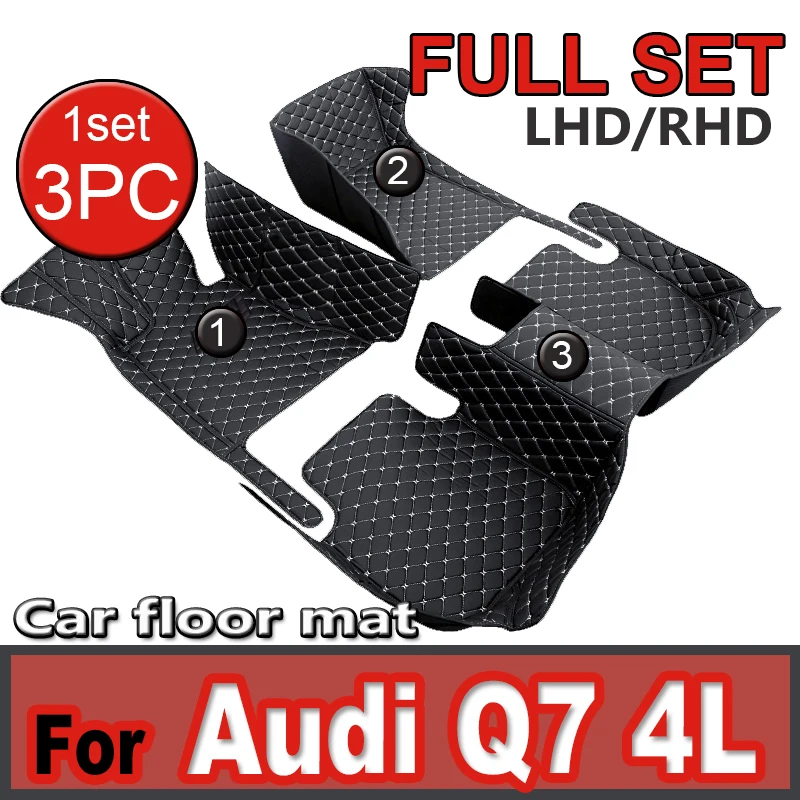 Car Floor Mats For Audi Q7 4L MK1 2005~2015 Luxury Leather Rug Anti Dirt Carpet Durable Auto Mat Set Car Interior Accessories