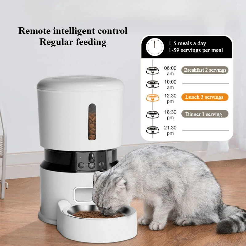 SMART CONNECTIVITY: WiFi-enabled pet feeder with built-in camera allows real-time monitoring and remote feeding control through