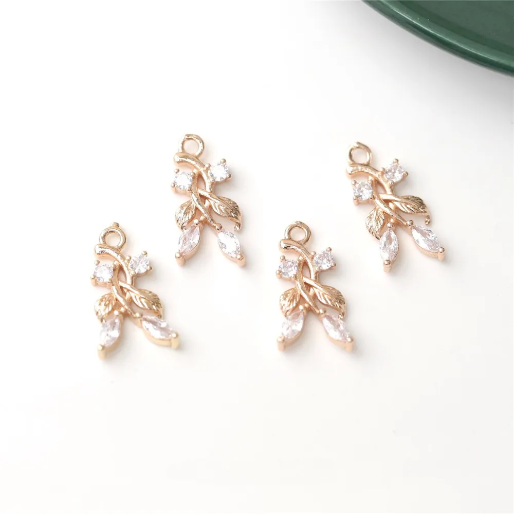 Copper Gold-plated Beautiful Branches Leaves Vines Mori Pendants DIY Necklaces Bracelets Handmade Charm Accessories S289