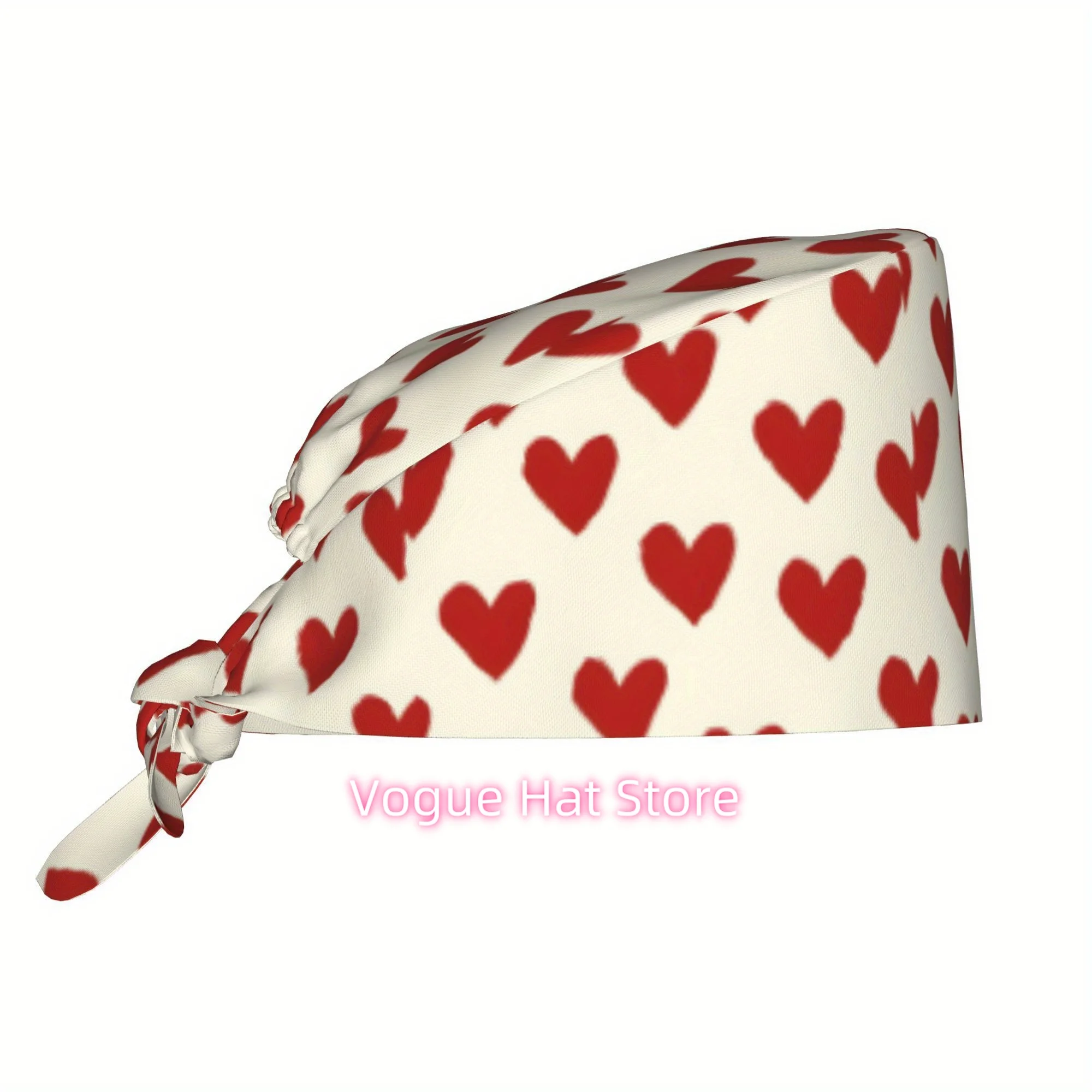 1pc Red Unisex Stylish Printed Work Cap - Lightweight Adjustable Skull Cap Tie-Back Nurse Hat, Dustproof Chef & Cooking Cap, Men