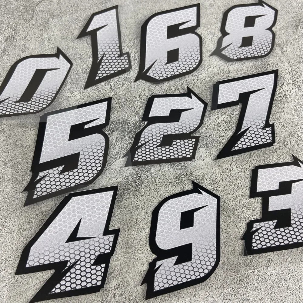 0‑9 Funny Honeycomb Style Number Vinyl Stickers Waterproof Decal For Motorcycle Helmet Fuel Tank Side Panels Scooter Auto Decor