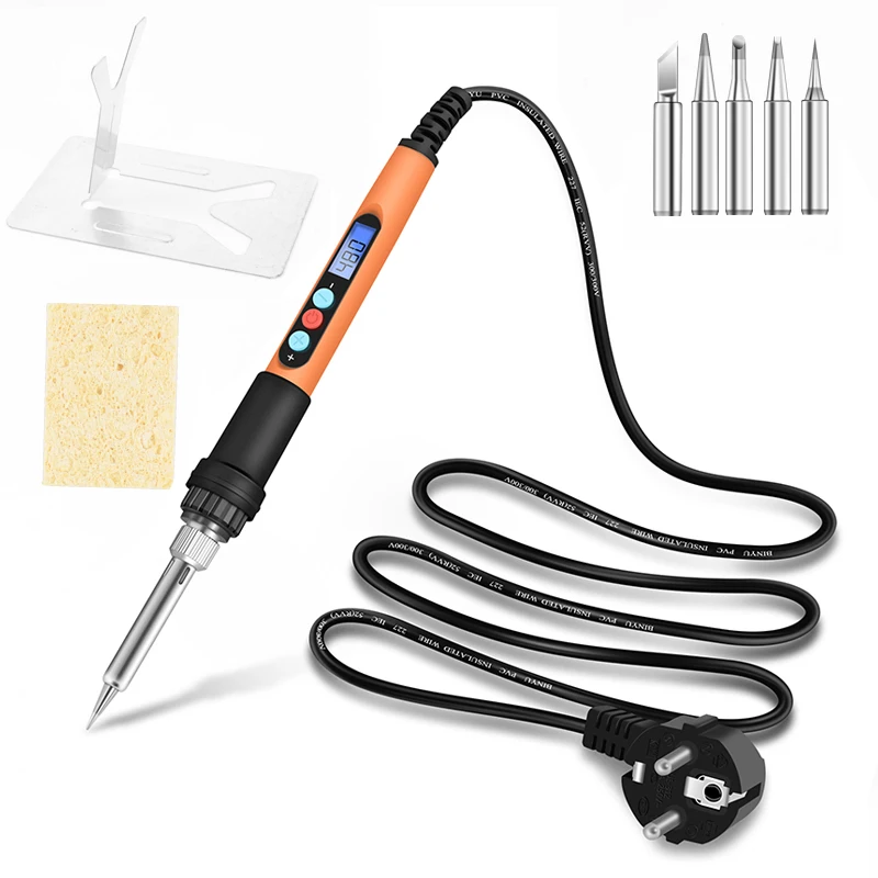 110V/220V 90W Digital Electric Soldering Iron Ceramic Heater Temperature Adjustable Welding Tool With 5 Iron Tips