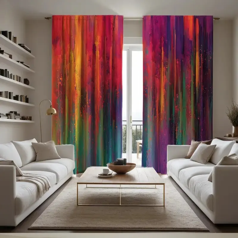 Painted and printed curtains, Christmas decorations, bedroom and living room decoration, home decoration, room decoration