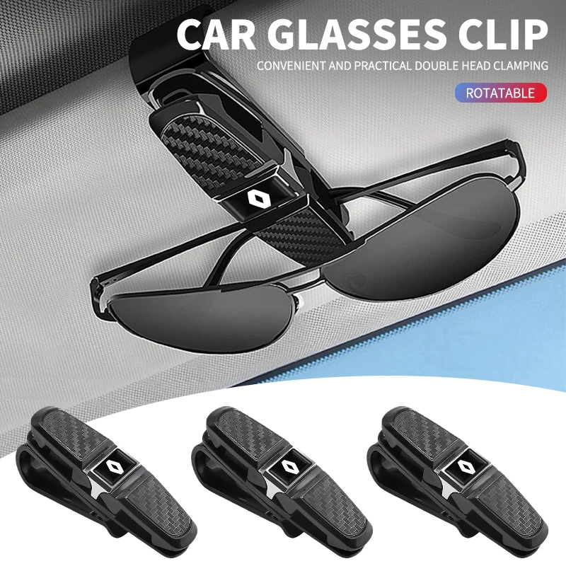 Car Glasses Holder 180 Degree Rotation Car Glasses Clip For Renault Megane 2 3 4 Twingo Clio Talisman Captur Trafic Scenic 2