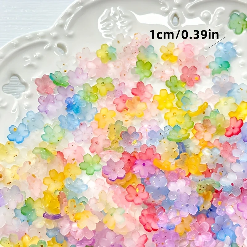 10mm 300/150 Stück Pfirsichblüten mit dreidimensionalen Löchern, mit Gold besprenkelt, verstreute Pfirsichblütenperlen für DIY-Bastelarbeiten – Detail 4