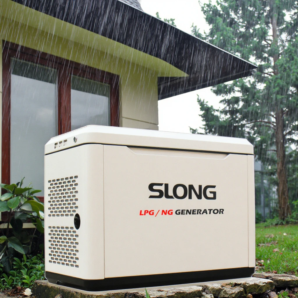 Generador de Gas Natural Silencioso SLONG de 12kW, 15kW, 17kW, 20kW para el Hogar, Generador de Reserva de GLP con Arranque Automático, Generador Residencial Generac