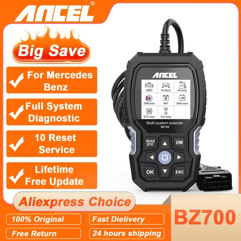 2025 ANCEL BZ700 OBD2 스캐너 엔진 OBD 코드 리더 메르세데스 벤츠 전체 시스템 진단 도구 재설정 서비스 자동차 도구