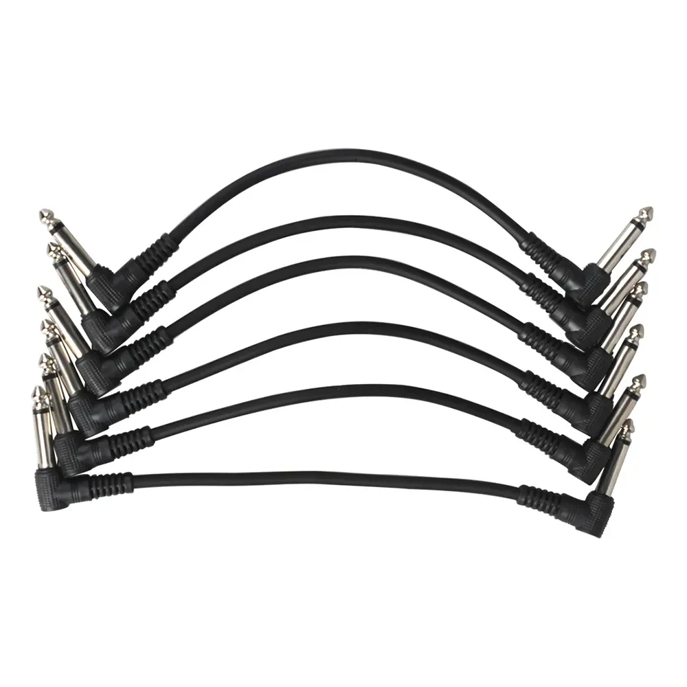 6Pcs Guitar Effect Pedal Cable Connecting Line Flat Patch Audio Cable  Right Angle Cord Copper Wire Guitar Accessories