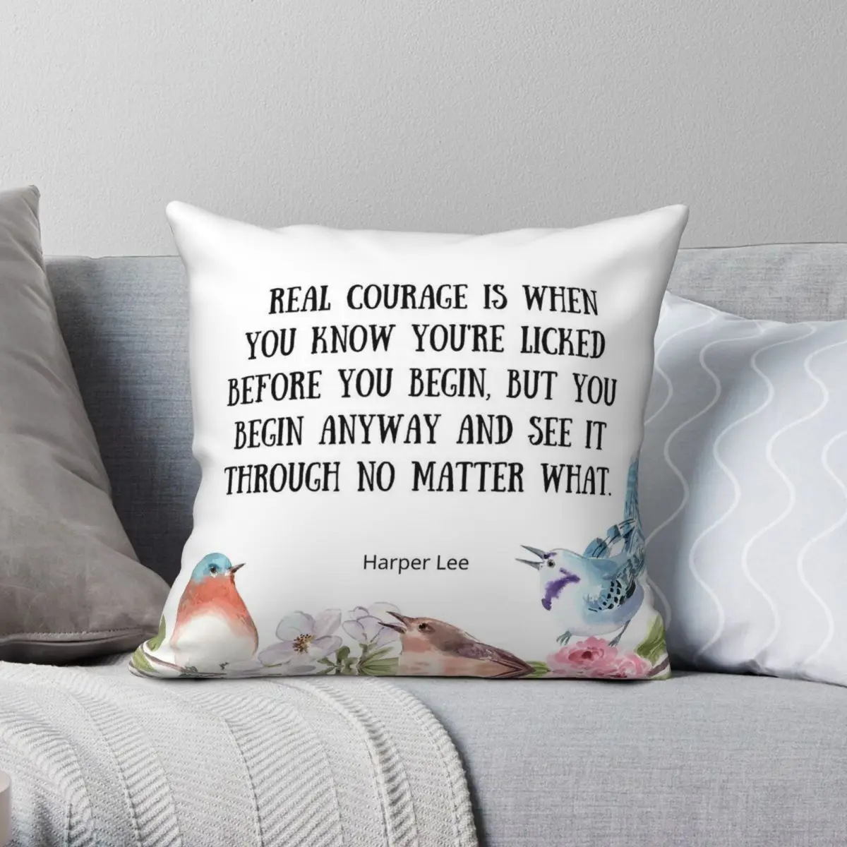 لقتل الطائر المحاكي هاربر لي المخدة البوليستر الكتان المخملية المطبوعة ديكور كيس وسادة أريكة مقعد غطاء الوسادة بالجملة