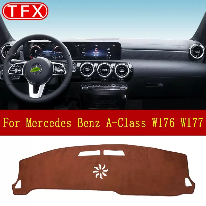 Flannel Car Dashboard Cover Mat For Mercedes Benz A-Class W176 W177 Anti-Slip Pad Sunshade Dashmat A-Klasse A160 A180 A200 A45