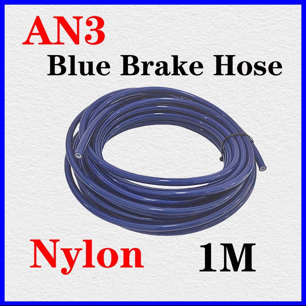 

AN3 Blue Nylon Stainless Steel Braid PU Motorcycle Braided Oil Pipe Line Pipe Motorcycle Universal Racing Hydraulic Brake Hose