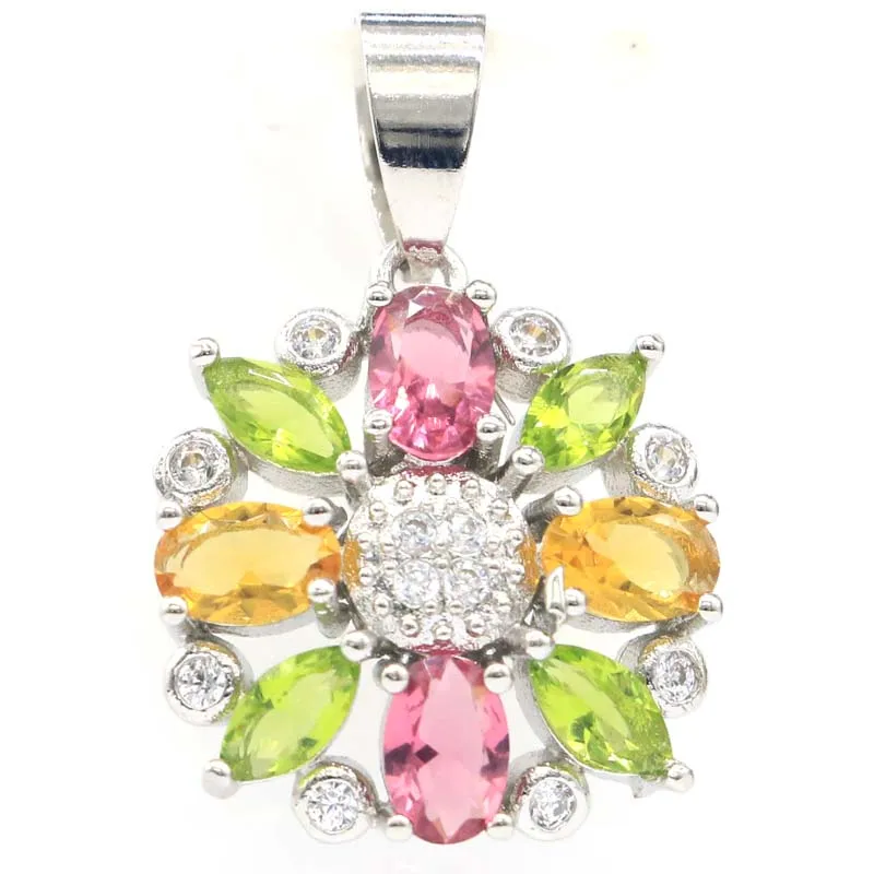 

Buy 3 Get 1 Free 28x18mm Prevent Allergy Multi Color Pink Tourmaline Golden Citrine Peridot London Blue Topaz Silver Pendant