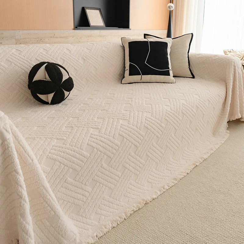 

Half fleece modern simple thickened sofa towel autumn and winter one-piece non-slip sofa blanket