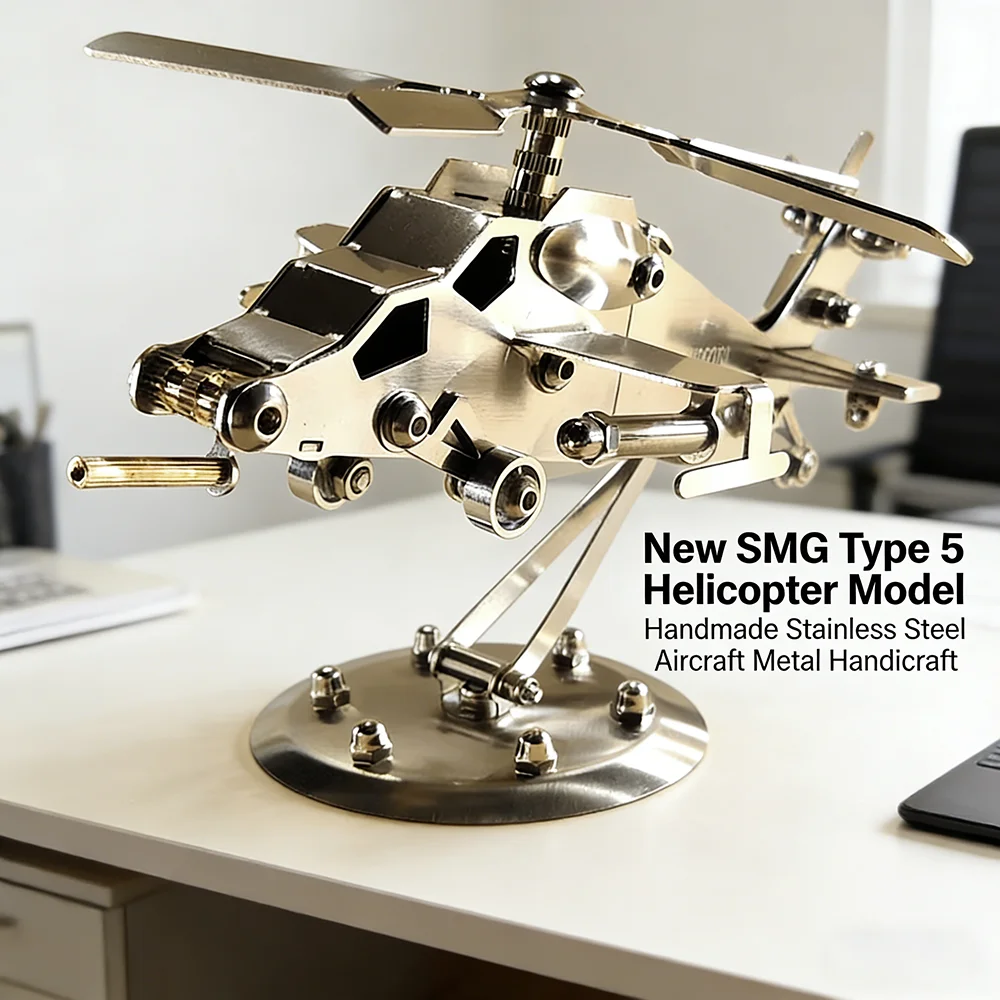 New SMG Wushi Helicopter Model Handmade Stainless Steel Aircraft Metal Crafts Aircraft Model Office Car Accessories