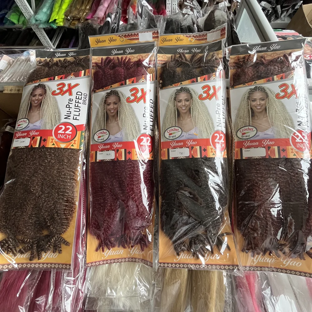 22 بوصة مارلي الكروشيه تجديل الشعر قبل فصل تطويلة شعر من الألياف 1/2/3 حزم لينة الربيع الأفرو تويست الشعر للنساء